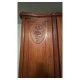 Antique French Country Armoire with Full-Length Mirror - Antique-Style Carved Wood