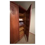 Antique French Country Armoire with Full-Length Mirror - Antique-Style Carved Wood