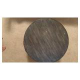 Dark Brown Round Rattan Barrel Ottoman Stool with Wood Top