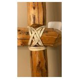 Rustic Handcrafted Wooden Ladder with Rope Bindings - Barnwood Decor Accent