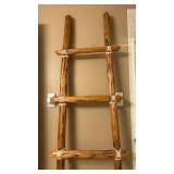 Rustic Handcrafted Wooden Ladder with Rope Bindings - Barnwood Decor Accent