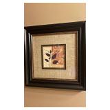 Framed Wall Art - Botanical Silhouette on Vintage Collage (Black Frame)