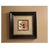 Framed Wall Art - Botanical Silhouette on Vintage Collage (Black Frame)