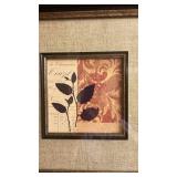 Framed Wall Art - Botanical Silhouette on Vintage Collage (Black Frame)