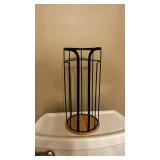Stand - Black Metal Cylinder Bath Tissue Holder with Wood Base