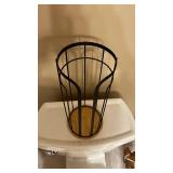 Stand - Black Metal Cylinder Bath Tissue Holder with Wood Base