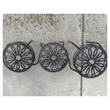 Garden Stool Set - 3-Piece, Wrought Iron with Floral Cutout Top