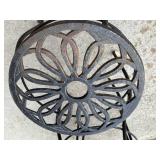 Garden Stool Set - 3-Piece, Wrought Iron with Floral Cutout Top