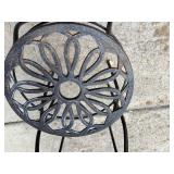 Garden Stool Set - 3-Piece, Wrought Iron with Floral Cutout Top