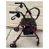 Medline MDS68650ESKD Rollator Walker with Seat & Storage Bag