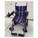 Small Adult or Child Power Wheelchair - Purple/Black Pattern with Under-Seat Battery & Left Joystick