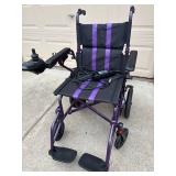 Small Adult or Child Power Wheelchair - Purple/Black Pattern with Under-Seat Battery & Left Joystick