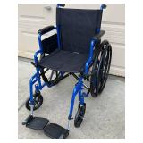Drive Medical Wheelchair, Blue Frame, Black Nylon Seat & Back, Removable Footrests