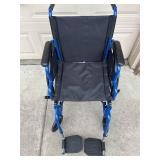 Drive Medical Wheelchair, Blue Frame, Black Nylon Seat & Back, Removable Footrests