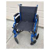 Drive Medical Wheelchair, Blue Frame, Black Nylon Seat & Back, Removable Footrests