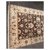 Karastan Oriental Floral Area Rug - Brown Center with Cream Border