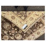 Karastan Oriental Floral Area Rug - Brown Center with Cream Border