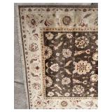 Karastan Oriental Floral Area Rug - Brown Center with Cream Border
