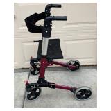 Rollator - Burgundy Frame, 4-Wheel with Seat & Backrest