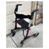 Rollator - Burgundy Frame, 4-Wheel with Seat & Backrest