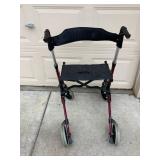 Rollator - Burgundy Frame, 4-Wheel with Seat & Backrest