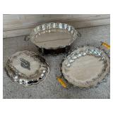 Ornate Silver-Plate CSC Chafing Dish on Stand with Yellow Bakelite Handles