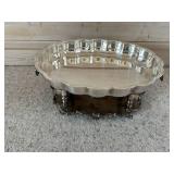 Ornate Silver-Plate CSC Chafing Dish on Stand with Yellow Bakelite Handles