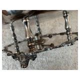 Ornate Silver-Plate CSC Chafing Dish on Stand with Yellow Bakelite Handles
