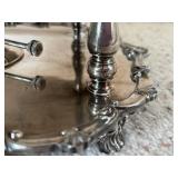 Ornate Silver-Plate CSC Chafing Dish on Stand with Yellow Bakelite Handles