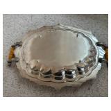 Ornate Silver-Plate CSC Chafing Dish on Stand with Yellow Bakelite Handles