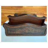 Filipino-Made Burl Wood Console Cabinet With Ornate Carved Panels