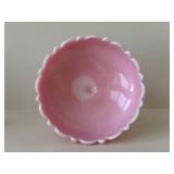 Pink Milk Glass Floral Compote Bowl & Girl Figurine Set