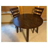 Dark Espresso Round Dining Table with 2 Ladder-Back Chairs
