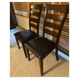 Dark Espresso Round Dining Table with 2 Ladder-Back Chairs