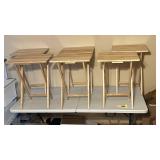 Oak Wood Folding Tables - Set of 5 Small Square Tables, Light Finish