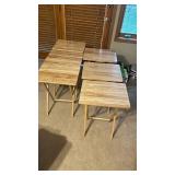 Oak Wood Folding Tables - Set of 5 Small Square Tables, Light Finish