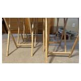 Oak Wood Folding Tables - Set of 5 Small Square Tables, Light Finish
