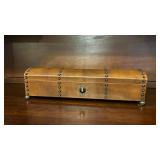 Leather Studded Vintage Trunk Chest with Marble Interior and Ornate Knob