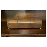 Leather Studded Vintage Trunk Chest with Marble Interior and Ornate Knob