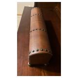 Leather Studded Vintage Trunk Chest with Marble Interior and Ornate Knob