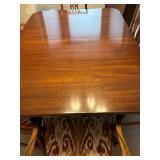 Mahogany or Walnut Dining Table Set with 8 Upholstered Chairs & 2 Leaves