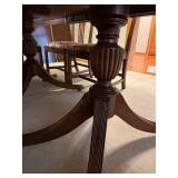Mahogany or Walnut Dining Table Set with 8 Upholstered Chairs & 2 Leaves