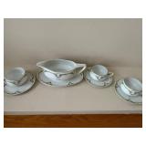 Rosenthal Donatello Selb Bavaria Gravy Boat with 3 Teacups & Saucers