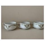 Rosenthal Donatello Selb Bavaria Gravy Boat with 3 Teacups & Saucers