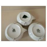 Rosenthal Donatello Selb Bavaria Gravy Boat with 3 Teacups & Saucers