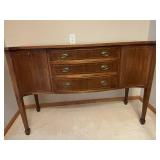 Paul Weiss Co. Vintage Walnut Sideboard Buffet with 3-Drawer Center Bank & End Cabinets