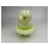 Fenton Topaz Opalescent Autumn Beauty Uranium Glass Fairy Lamp