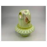 Fenton Topaz Opalescent Autumn Beauty Uranium Glass Fairy Lamp