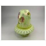 Fenton Topaz Opalescent Autumn Beauty Uranium Glass Fairy Lamp