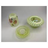 Fenton Topaz Opalescent Autumn Beauty Uranium Glass Fairy Lamp
